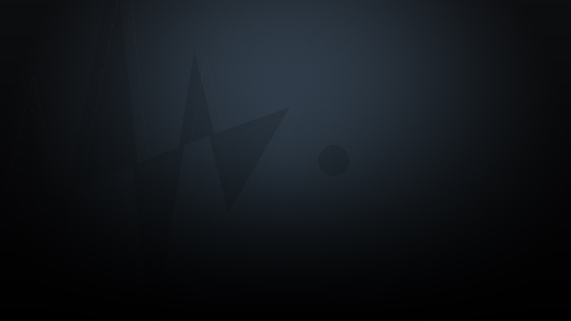 A dark, gradient background with a faint light source illuminating an abstract, geometric shape resembling a star and a small circle nearby. The atmosphere is mysterious and the shapes are barely visible, emerging from the darkness.